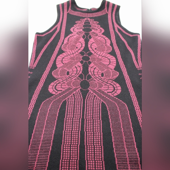 Max Studio Medium Black Burgundy Knit Midi Dress Sleeveless Bodycon - Picture 3 of 4